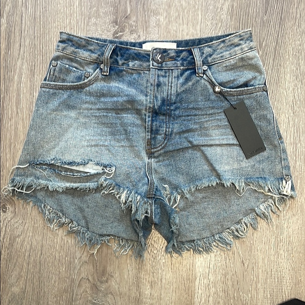 One Teaspoon Distressed Blue Jean Shorts